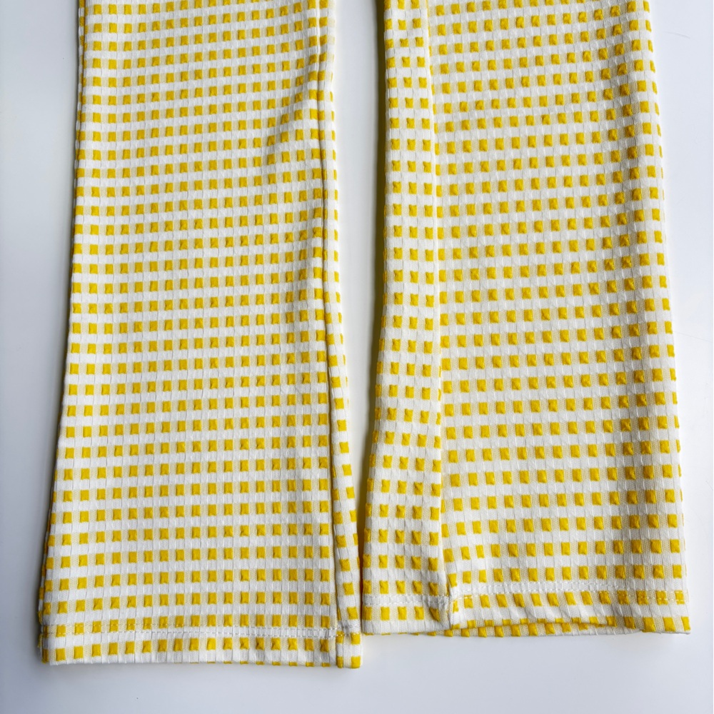 Urban Outfitters Lemon Yellow and White Textured Bootcut Stretchy Pants - Picture 5 of 5